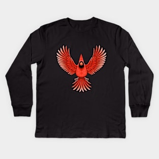 Red Cardinal bird Kids Long Sleeve T-Shirt